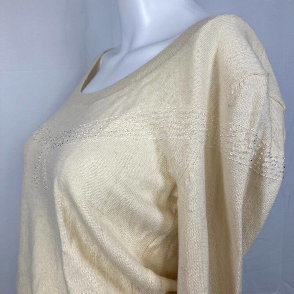 Tocca Sweater Womens Sz S Ivory Embroidered Bow Lambswool Cashmere - Picture 2 of 11